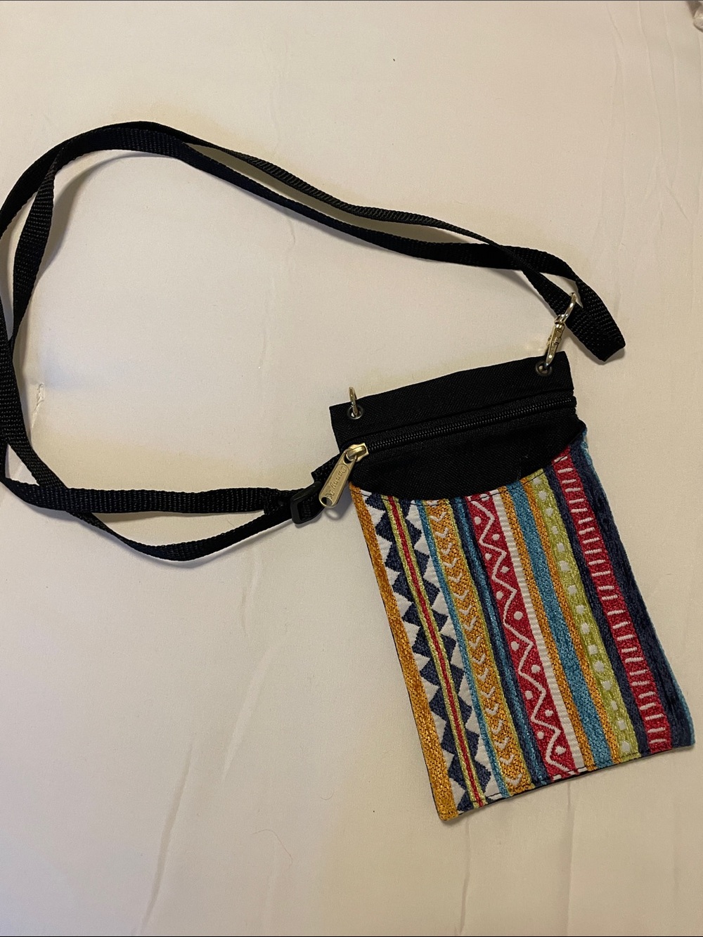 Black Trim Multicolor Stripe Crossbody Bag